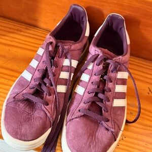 Purple Women's Suede Sneakers with White Stripes